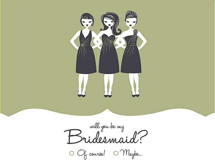 Front View - Mint & Ebony Will You Be My Bridesmaid Card - Girls Checkbox
