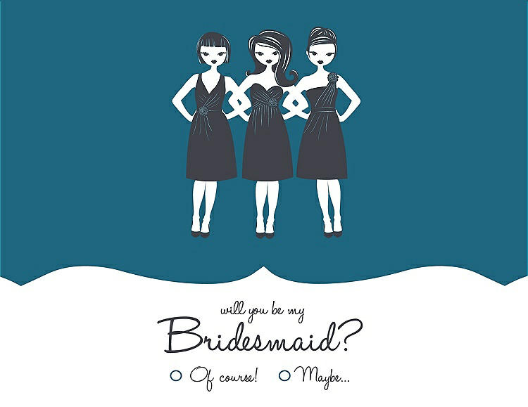 Front View - Mosaic & Ebony Will You Be My Bridesmaid Card - Girls Checkbox