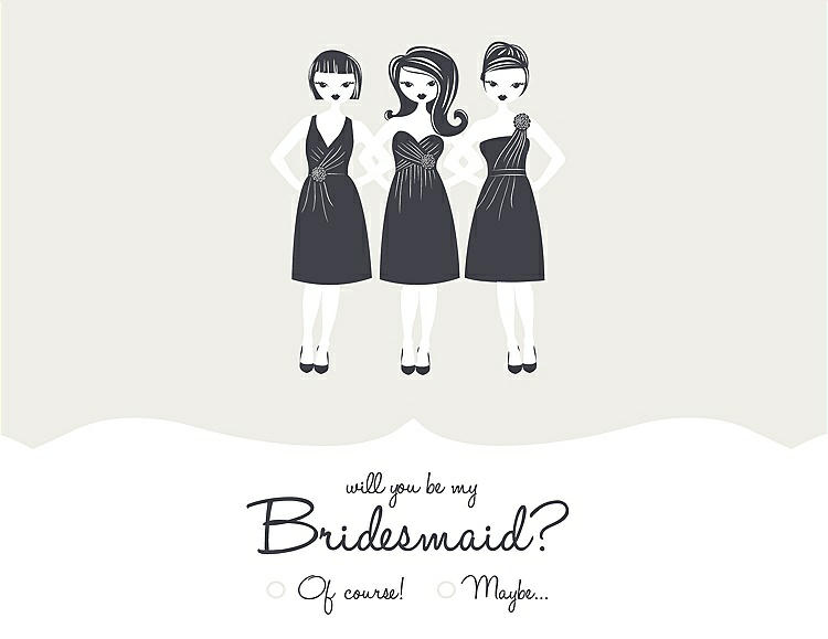 Front View - Marshmallow & Ebony Will You Be My Bridesmaid Card - Girls Checkbox