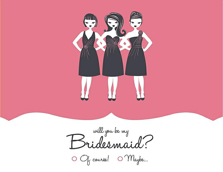 Front View - Nectar & Ebony Will You Be My Bridesmaid Card - Girls Checkbox