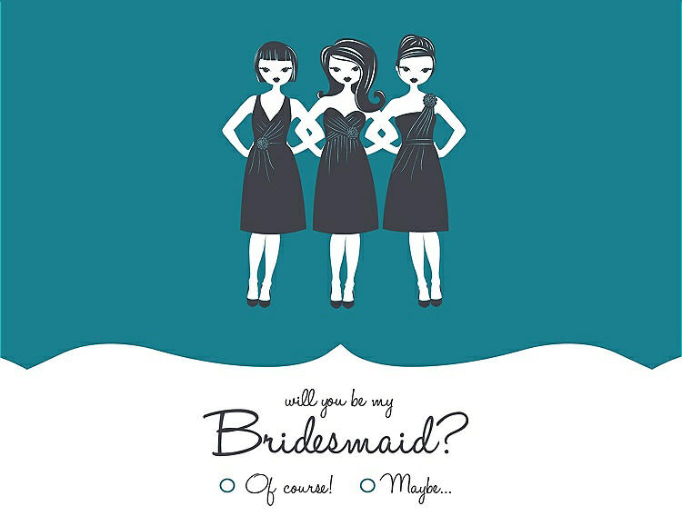 Front View - Niagara & Ebony Will You Be My Bridesmaid Card - Girls Checkbox
