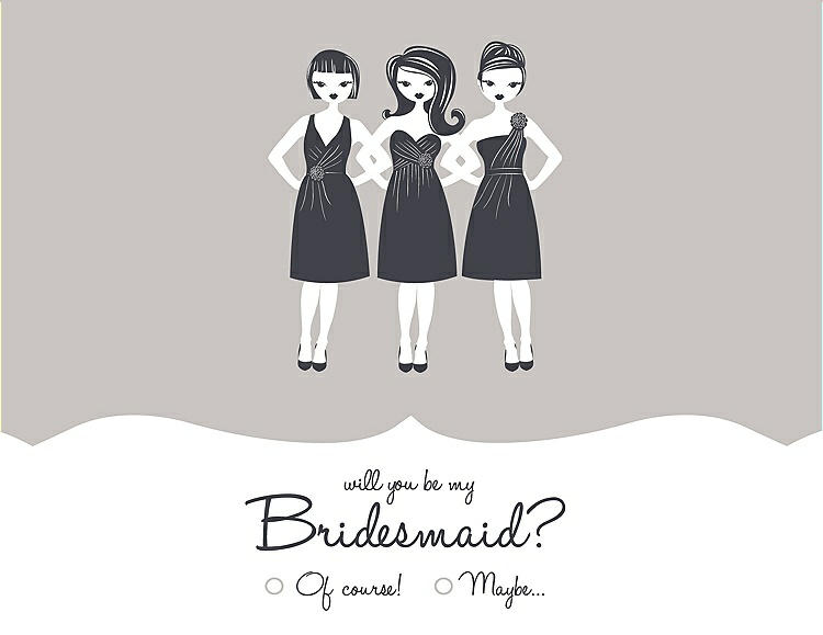 Front View - Oyster & Ebony Will You Be My Bridesmaid Card - Girls Checkbox