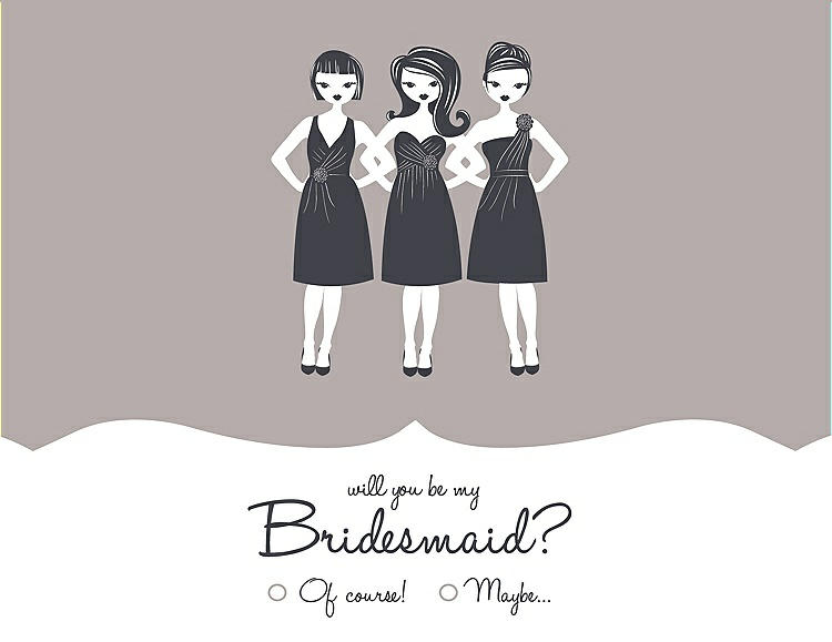Front View - Pebble Beach & Ebony Will You Be My Bridesmaid Card - Girls Checkbox