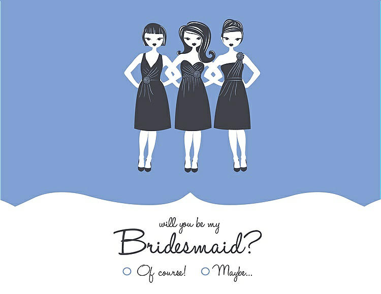 Front View - Periwinkle - PANTONE Serenity & Ebony Will You Be My Bridesmaid Card - Girls Checkbox