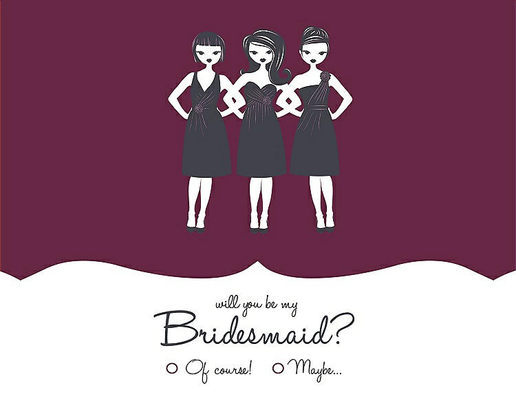 Front View - Ruby & Ebony Will You Be My Bridesmaid Card - Girls Checkbox