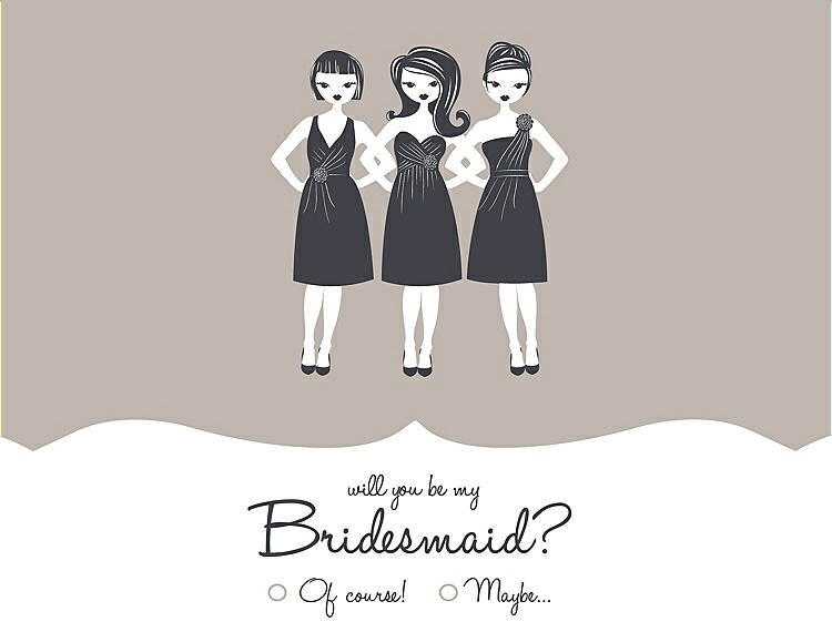 Front View - Sand & Ebony Will You Be My Bridesmaid Card - Girls Checkbox