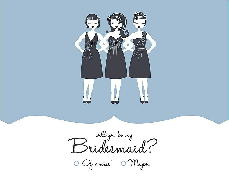 Front View - Slate & Ebony Will You Be My Bridesmaid Card - Girls Checkbox