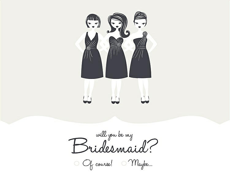 Front View - Snow White & Ebony Will You Be My Bridesmaid Card - Girls Checkbox