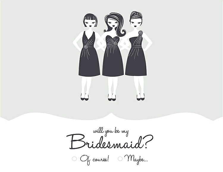 Front View - Starlight & Ebony Will You Be My Bridesmaid Card - Girls Checkbox