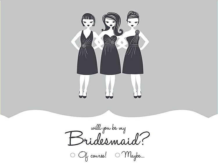 Front View - Sterling & Ebony Will You Be My Bridesmaid Card - Girls Checkbox