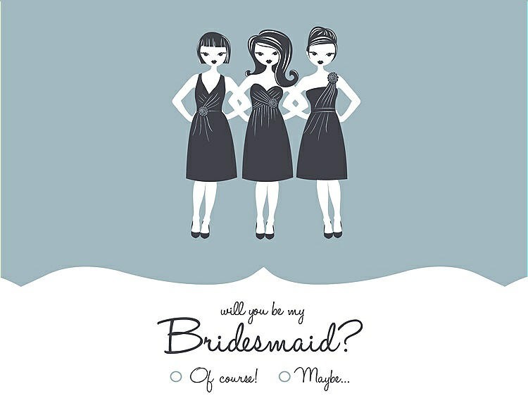 Front View - Surf Spray & Ebony Will You Be My Bridesmaid Card - Girls Checkbox