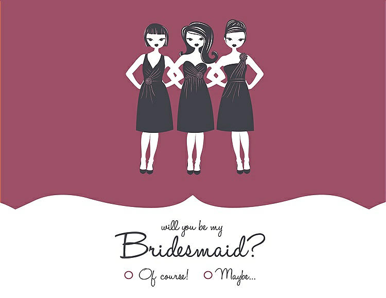 Front View - Tea Rose & Ebony Will You Be My Bridesmaid Card - Girls Checkbox