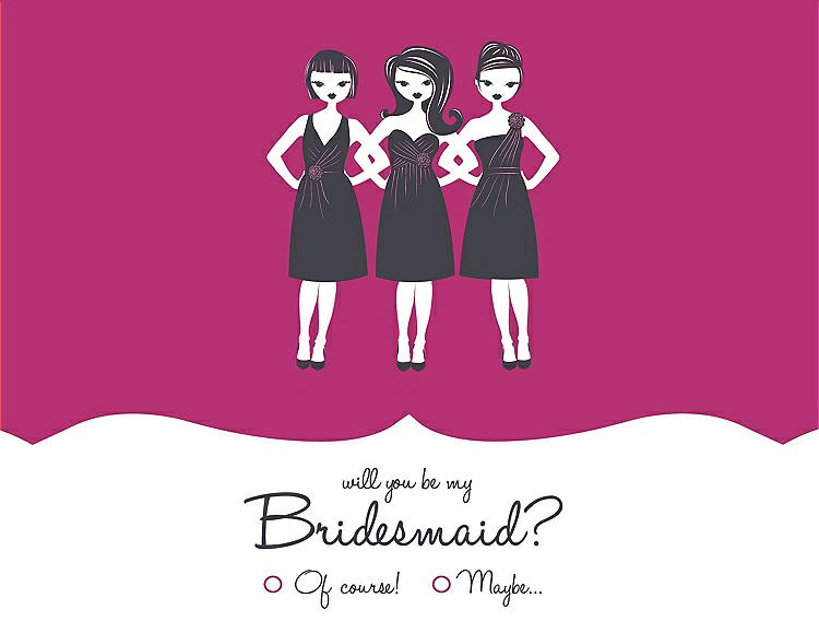 Front View - Tutti Frutti & Ebony Will You Be My Bridesmaid Card - Girls Checkbox