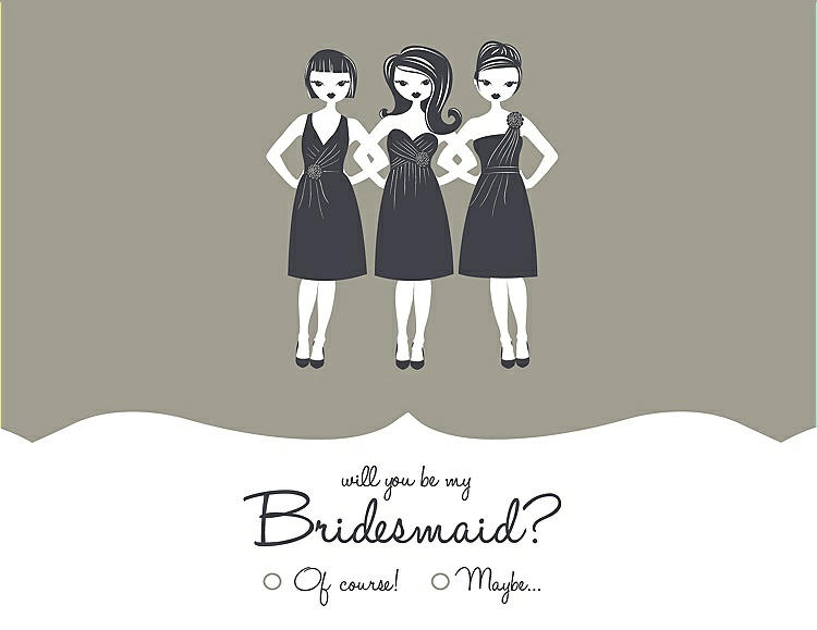 Front View - Twig & Ebony Will You Be My Bridesmaid Card - Girls Checkbox