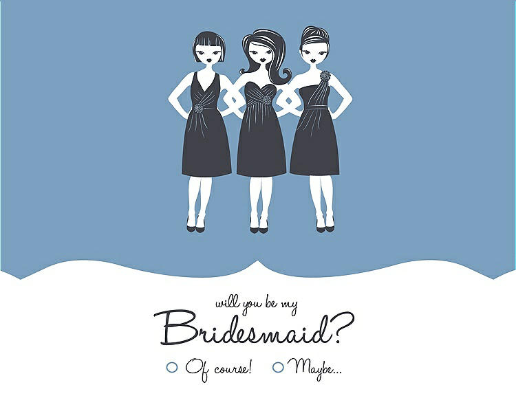 Front View - Windsor Blue & Ebony Will You Be My Bridesmaid Card - Girls Checkbox