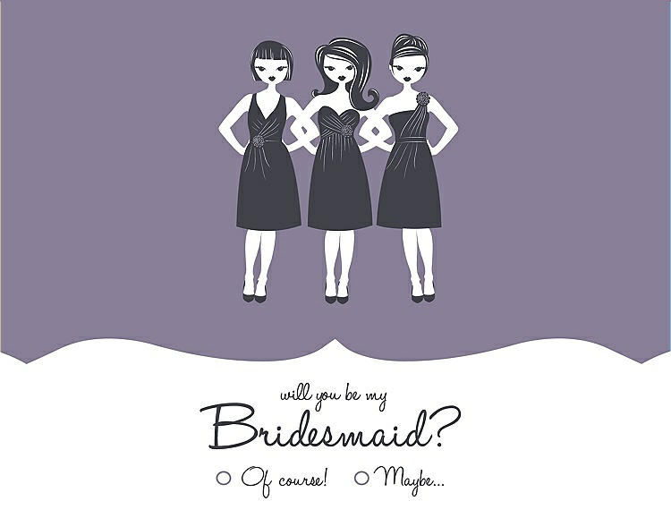 Front View - Wisteria & Ebony Will You Be My Bridesmaid Card - Girls Checkbox