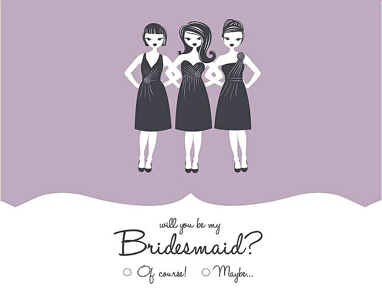 Front View - Wood Violet & Ebony Will You Be My Bridesmaid Card - Girls Checkbox