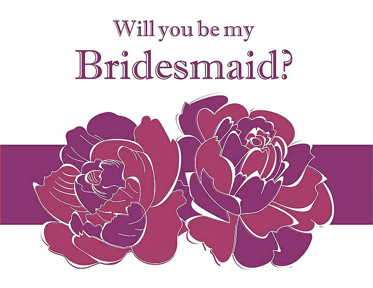 Front View - Berry Twist & Persian Plum Will You Be My Bridesmaid Card - 2 Color Flowers