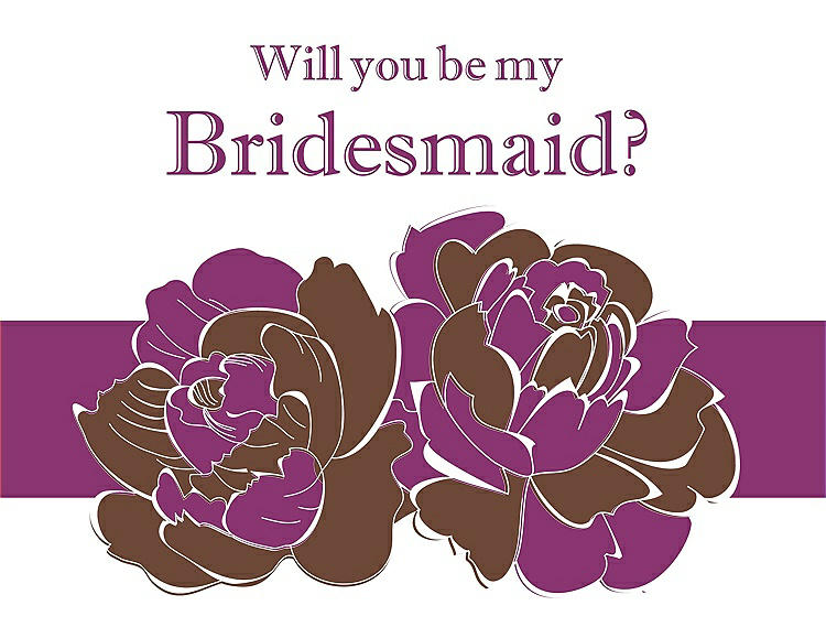 Front View - Cinnamon & Persian Plum Will You Be My Bridesmaid Card - 2 Color Flowers