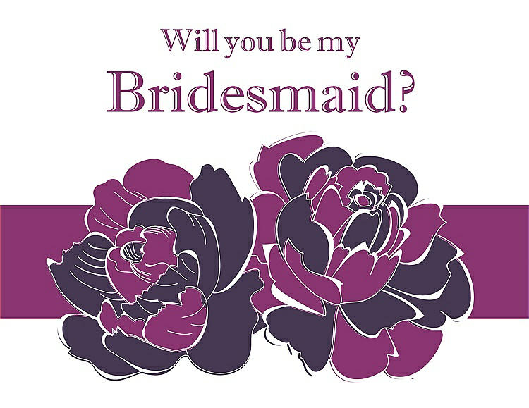 Front View - Violet & Persian Plum Will You Be My Bridesmaid Card - 2 Color Flowers