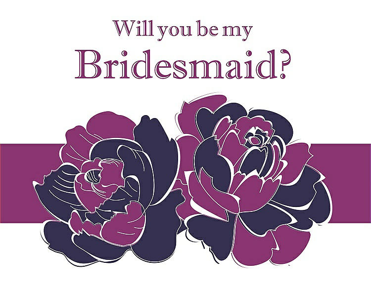 Front View - Amethyst & Persian Plum Will You Be My Bridesmaid Card - 2 Color Flowers