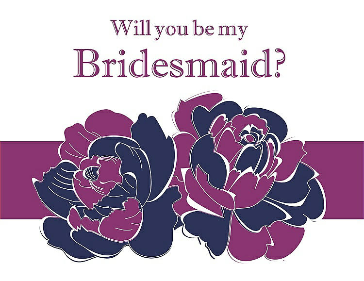 Front View - Blueberry & Persian Plum Will You Be My Bridesmaid Card - 2 Color Flowers
