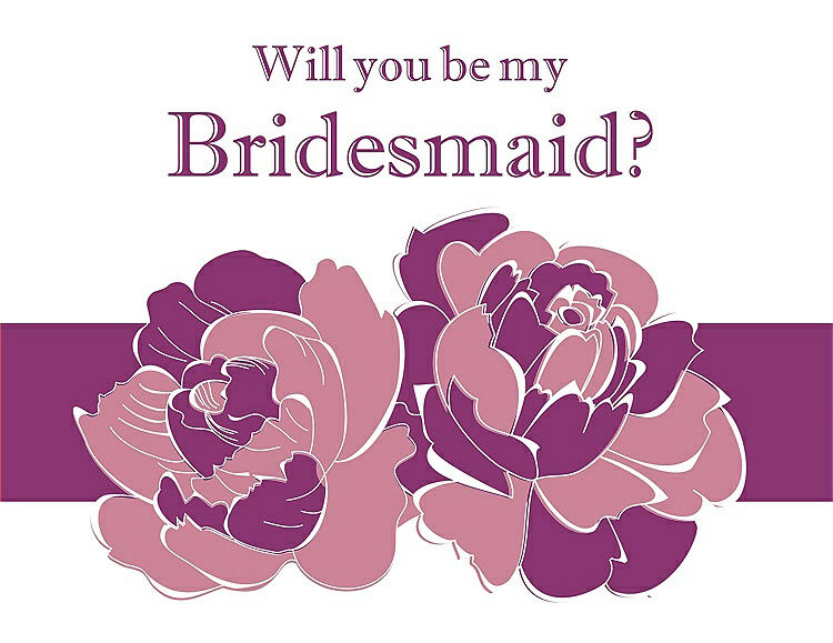 Front View - Carnation & Persian Plum Will You Be My Bridesmaid Card - 2 Color Flowers