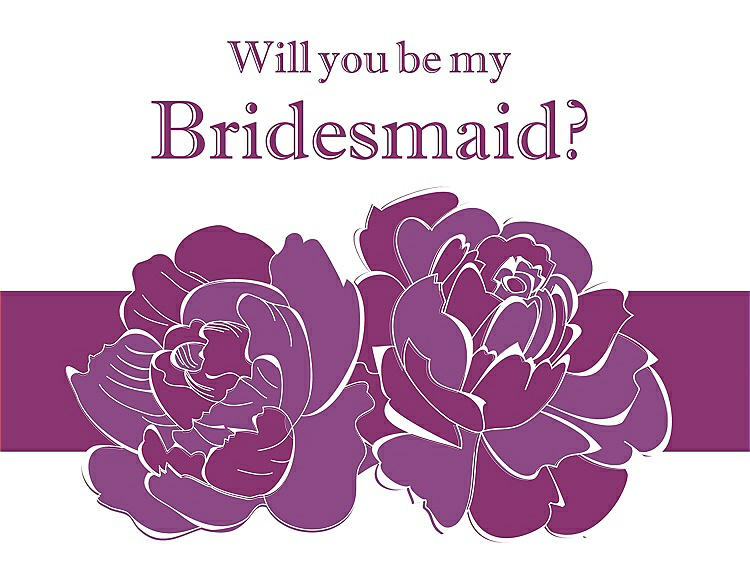 Front View - Dahlia & Persian Plum Will You Be My Bridesmaid Card - 2 Color Flowers