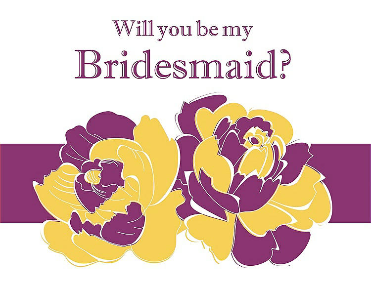 Front View - Daisy & Persian Plum Will You Be My Bridesmaid Card - 2 Color Flowers