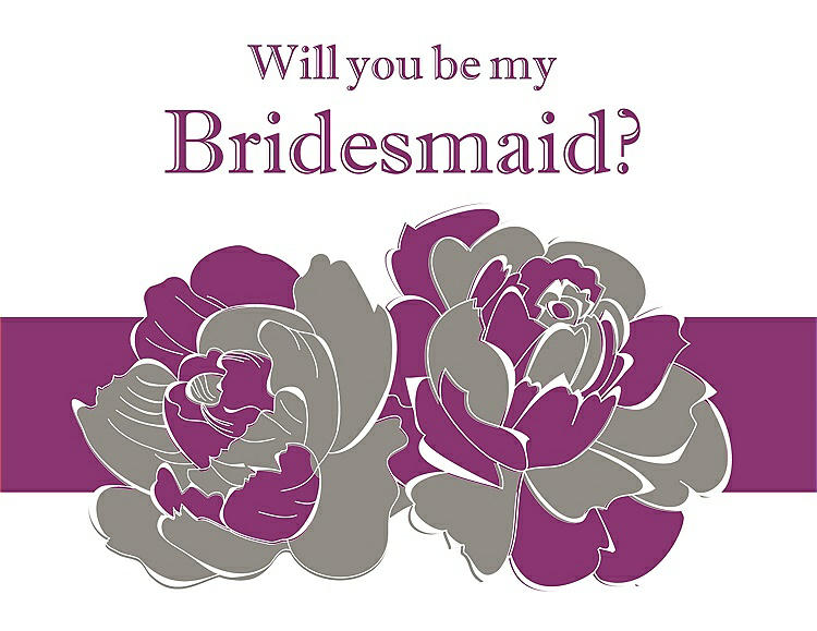 Front View - Mocha & Persian Plum Will You Be My Bridesmaid Card - 2 Color Flowers