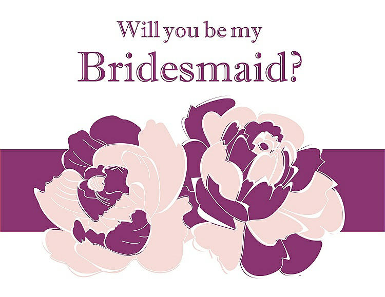 Front View - Rose Water & Persian Plum Will You Be My Bridesmaid Card - 2 Color Flowers