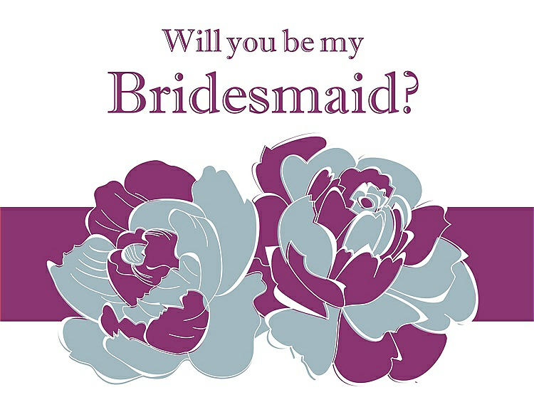 Front View - Surf Spray & Persian Plum Will You Be My Bridesmaid Card - 2 Color Flowers