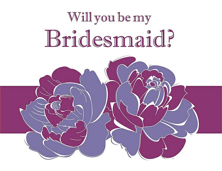 Front View - Tahiti & Persian Plum Will You Be My Bridesmaid Card - 2 Color Flowers