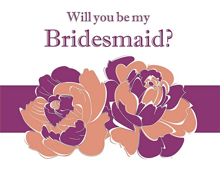 Front View - Tangerine & Persian Plum Will You Be My Bridesmaid Card - 2 Color Flowers