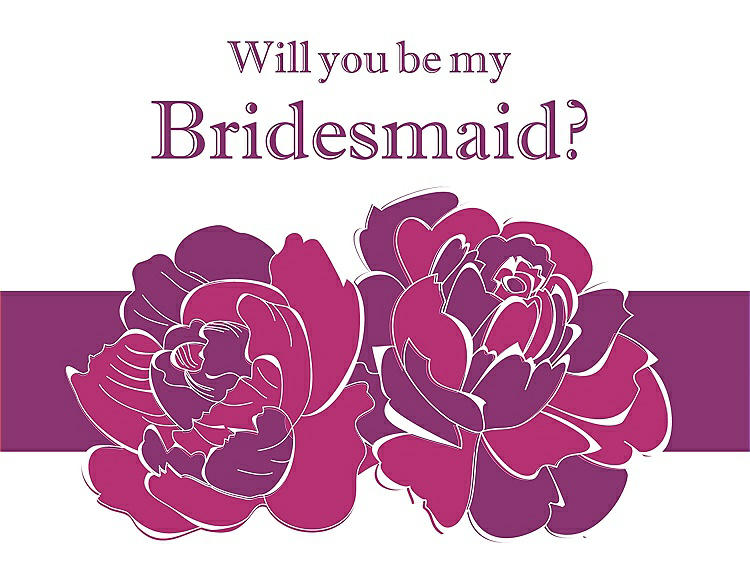 Front View - Tutti Frutti & Persian Plum Will You Be My Bridesmaid Card - 2 Color Flowers