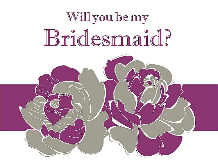 Front View - Twig & Persian Plum Will You Be My Bridesmaid Card - 2 Color Flowers