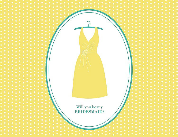 Front View - Snapdragon & Pantone Turquoise Will You Be My Bridesmaid Card - Dress