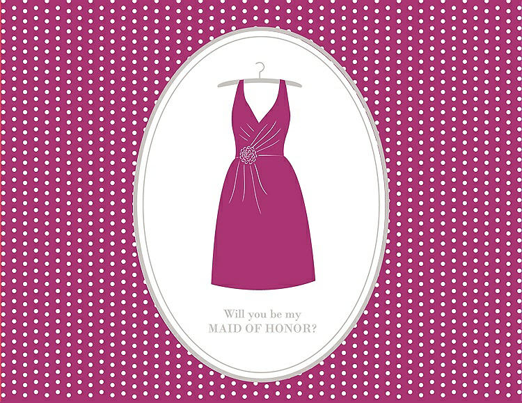 Front View - Cerise & Oyster Will You Be My Maid of Honor Card - Dress