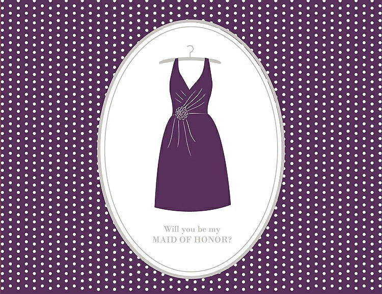 Front View - African Violet & Oyster Will You Be My Maid of Honor Card - Dress