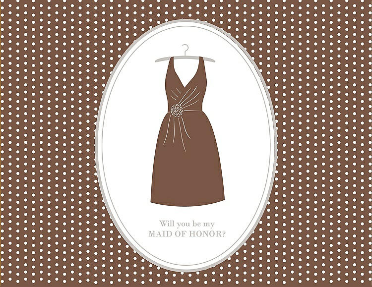 Front View - Almond & Oyster Will You Be My Maid of Honor Card - Dress