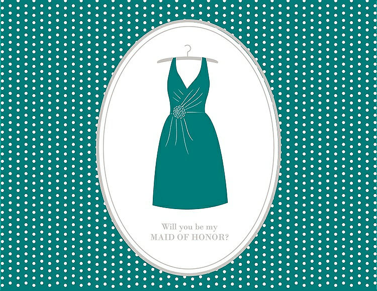 Front View - Jade & Oyster Will You Be My Maid of Honor Card - Dress