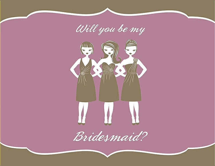 Front View - Antique Gold & Rosebud Will You Be My Bridesmaid Card - Girls