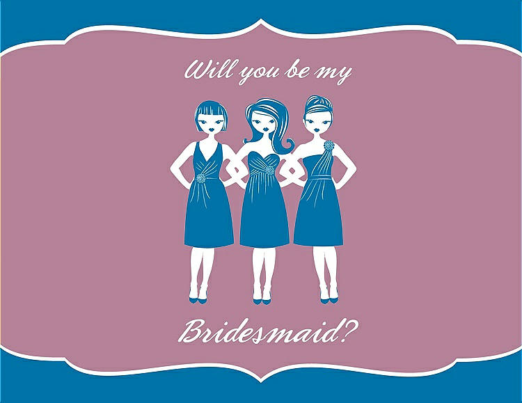 Front View - Cerulean & Rosebud Will You Be My Bridesmaid Card - Girls
