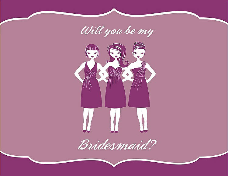 Front View - Persian Plum & Rosebud Will You Be My Bridesmaid Card - Girls