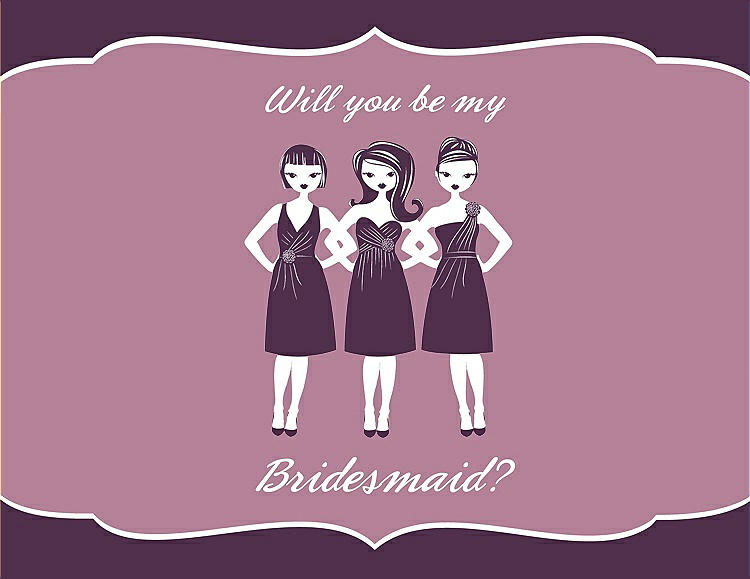 Front View - Aubergine & Rosebud Will You Be My Bridesmaid Card - Girls