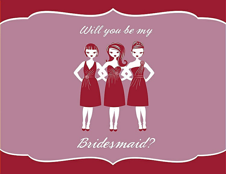 Front View - Barcelona & Rosebud Will You Be My Bridesmaid Card - Girls