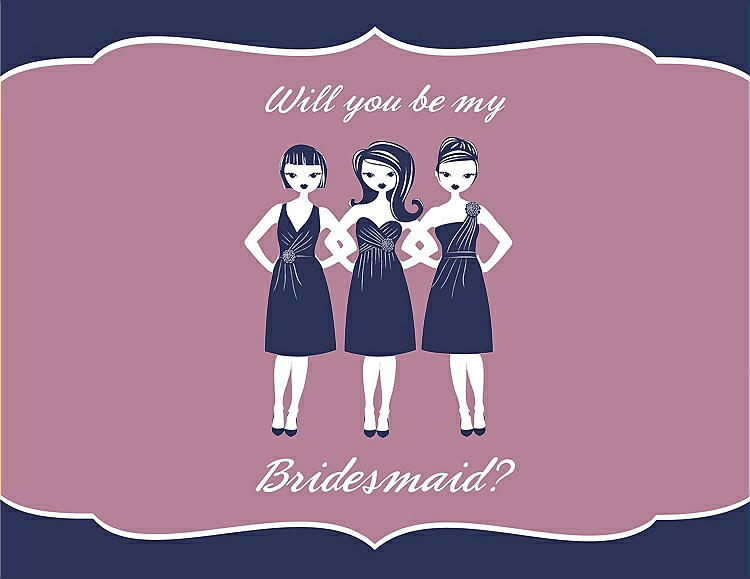 Front View - Blueberry & Rosebud Will You Be My Bridesmaid Card - Girls