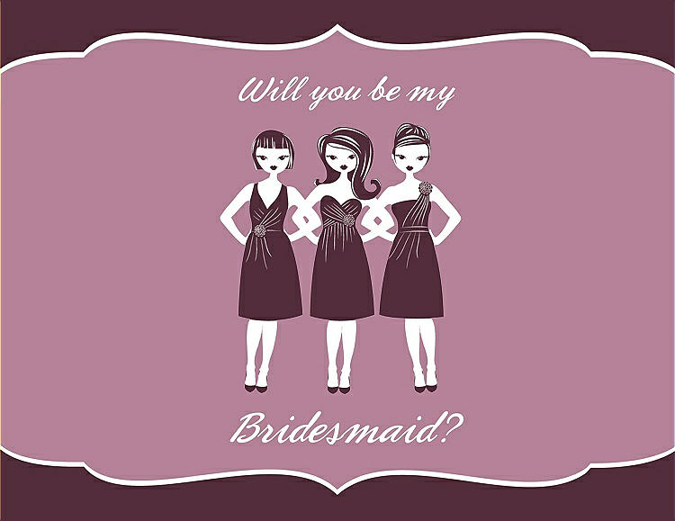 Front View - Bordeaux & Rosebud Will You Be My Bridesmaid Card - Girls