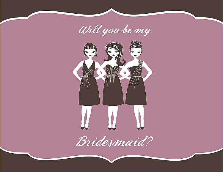 Front View - Chocolate & Rosebud Will You Be My Bridesmaid Card - Girls