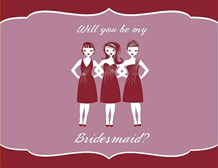 Front View - Claret & Rosebud Will You Be My Bridesmaid Card - Girls